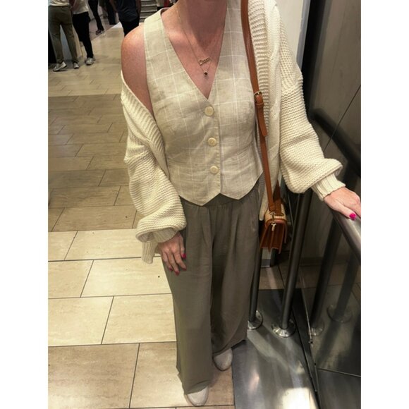 MADEWELL Linen Cutaway Vest in Neutral Size US 8 - Picture 8 of 8